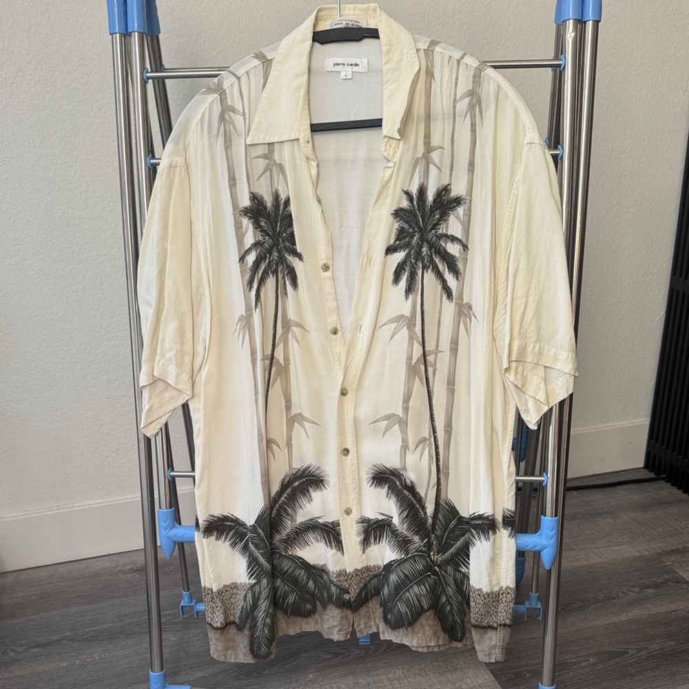 Pierre Cardin Vintage Beige Palm Tree Casual Shirt